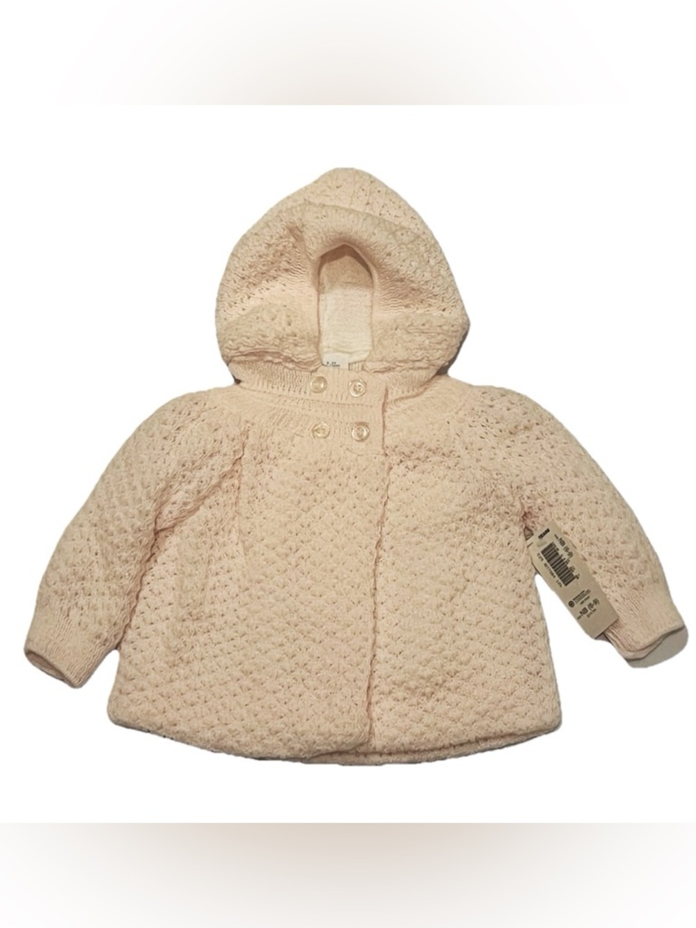 Sears Light Pink Knit Hooded Sweater, Newborn 6-9 Months, NWT